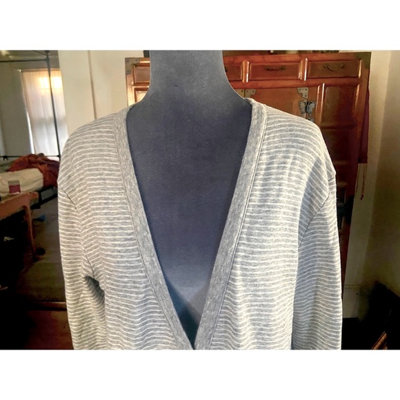 JAMES PERSE FEATHERWEIGHT STRIPED GRAY FRENCH TERRY-L SZ3 in Perse-runs like M - Picture 6 of 7